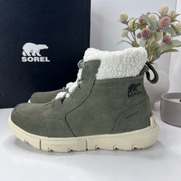Sorel Explorer Next Carnival 100g Waterproof Boot Stone Green Women 7.5 NWB - Picture 1 of 10